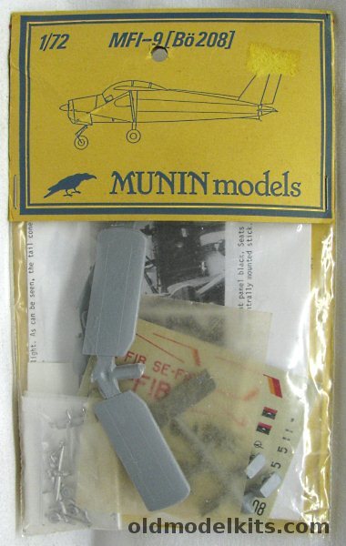 Munin 1/72 MFI-9 (Bo-208) - Swedish Air Force / Swedish Civil  / German Civil - Bagged plastic model kit